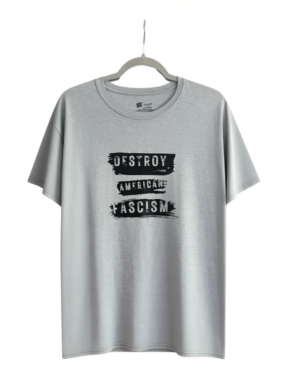 Hanes Gray Short-Sleeve Tee with Black Text Graphic